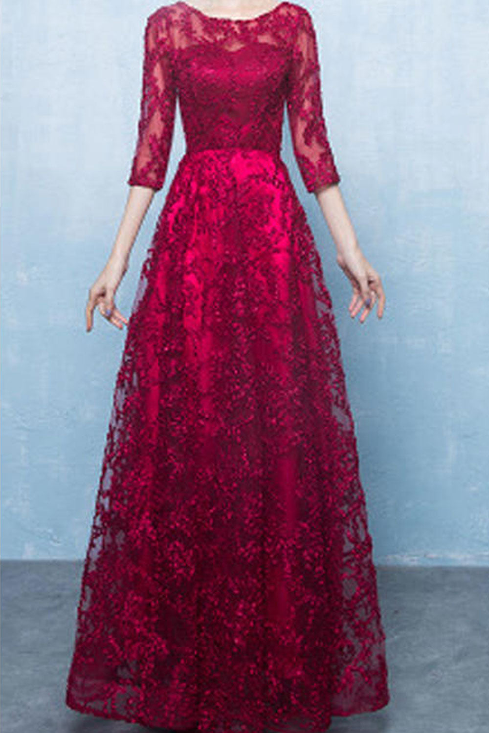 Women Round Neck Long Sleeve Maxi Dress