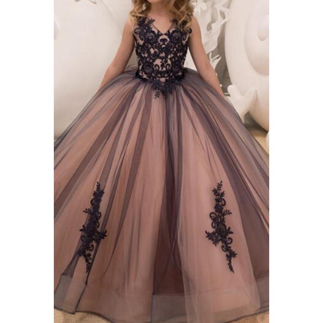 Kids Girls Pretty Sequins Decoration Stand Collar Irregular Hem Modern Lightweight Dress