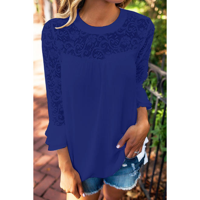 Women V-Neck Solid Color Long Sleeve Casual Top