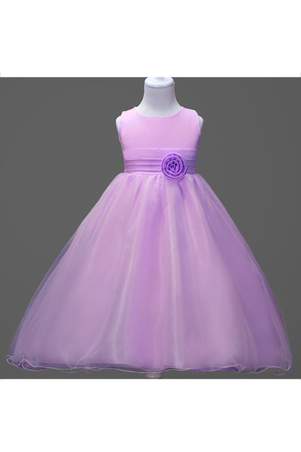 Kids Girls Flower Decorated Sleeveless Solid Colored Thin Skirt Summer Dress
