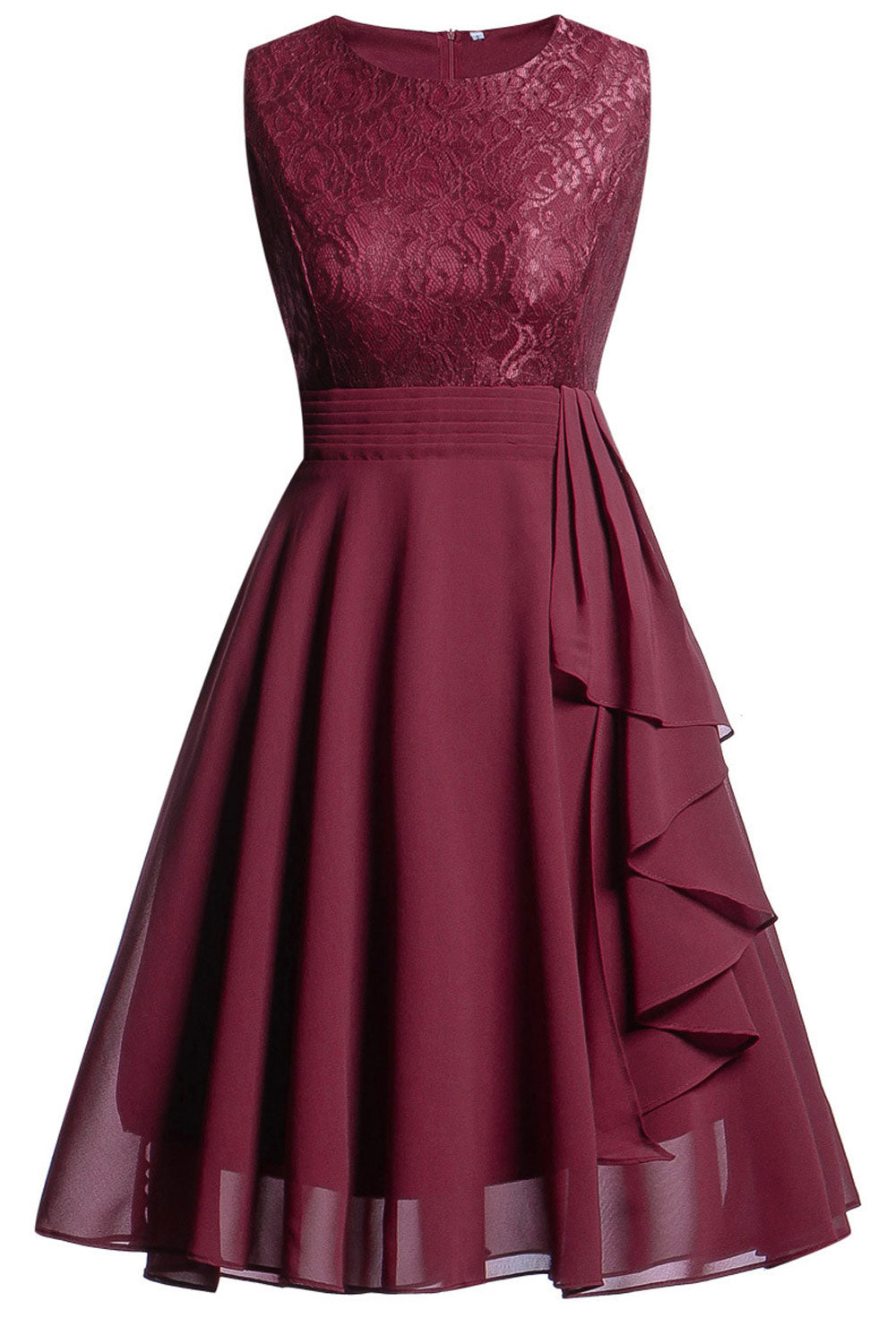 Women Round Neck Sleeveless Swing Lace Dress