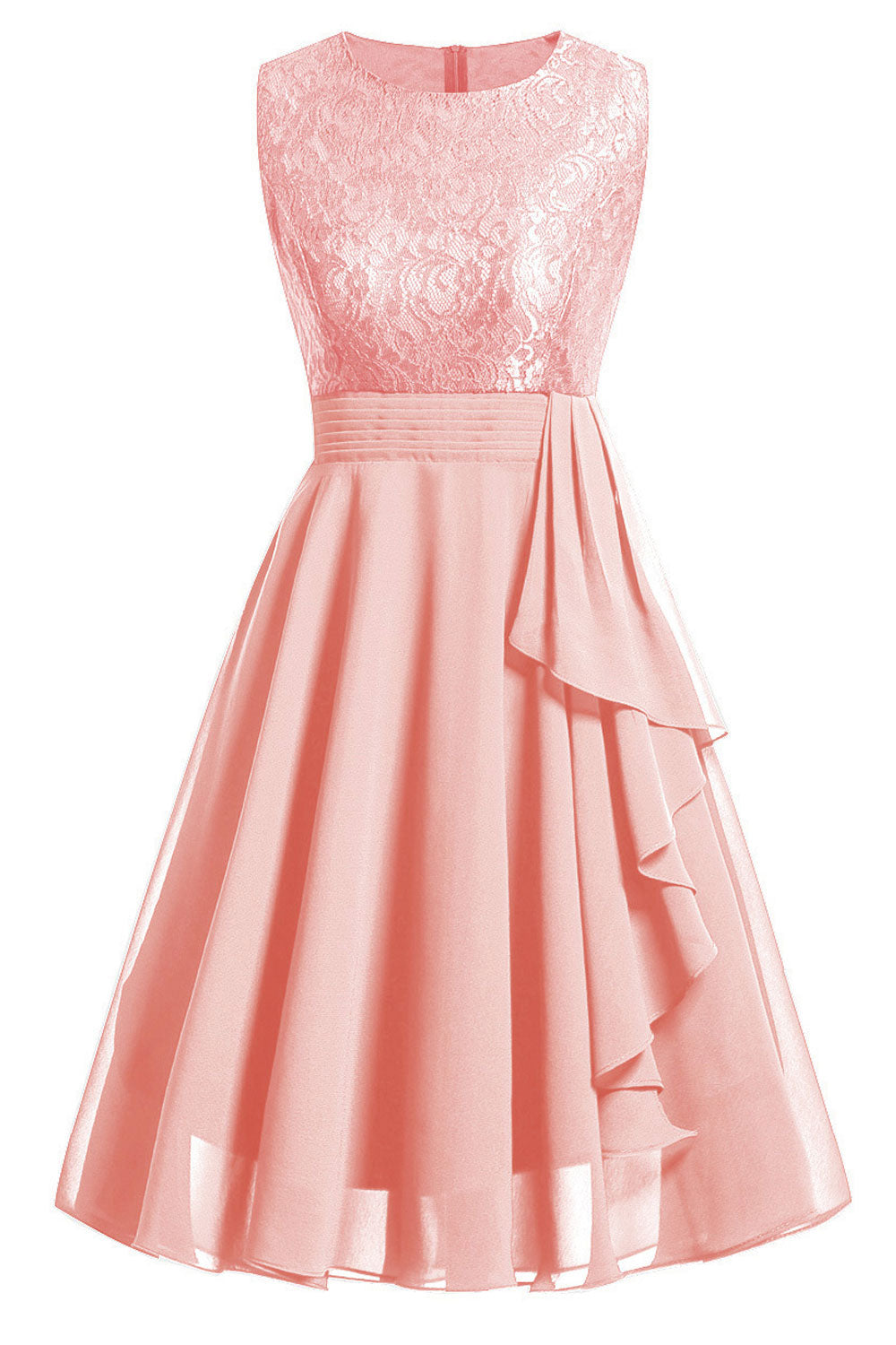 Women Round Neck Sleeveless Swing Lace Dress