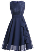 Women Round Neck Sleeveless Swing Lace Dress