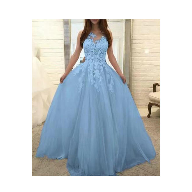 Women Lace Sleeveless Design Long Gown Wedding Dress