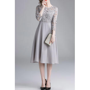 Women Crochet Lace Top A-line Fashion Dress