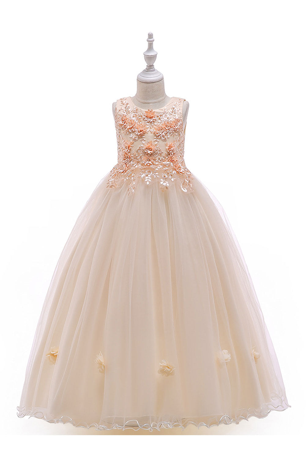 Kids Girls Sleeveless Round Neck Long Pleated Dress