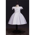 Kids Girls Flower Lace Bow Back Cute Dress
