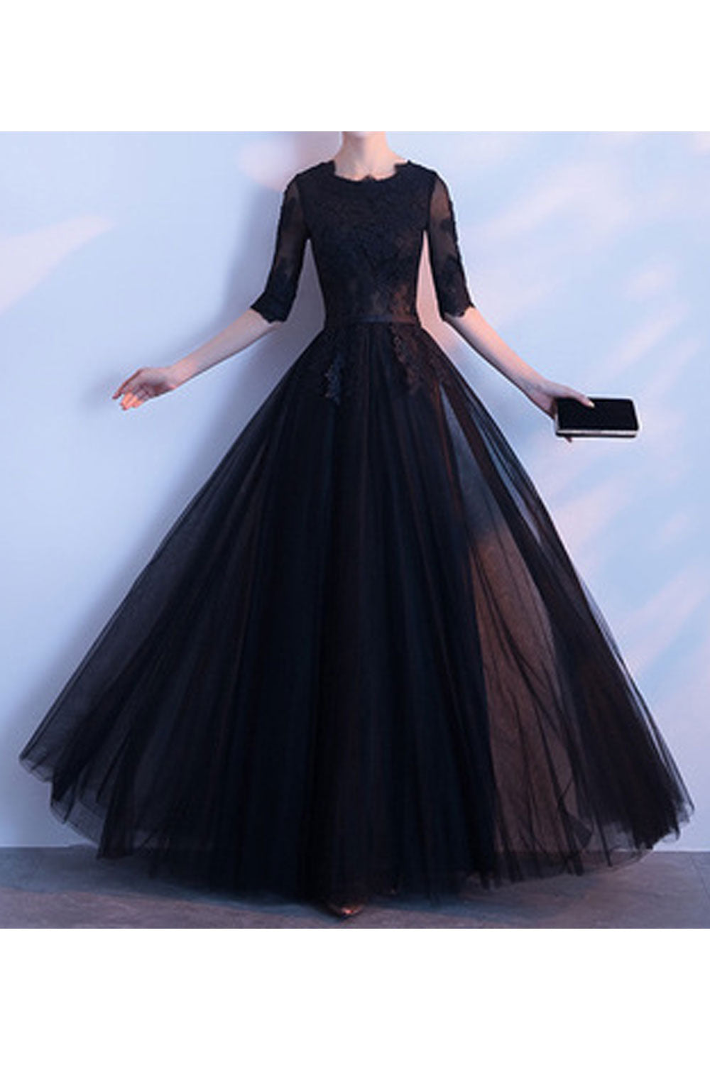 Women Lace Buts Short Sleeve Evening Party Dress