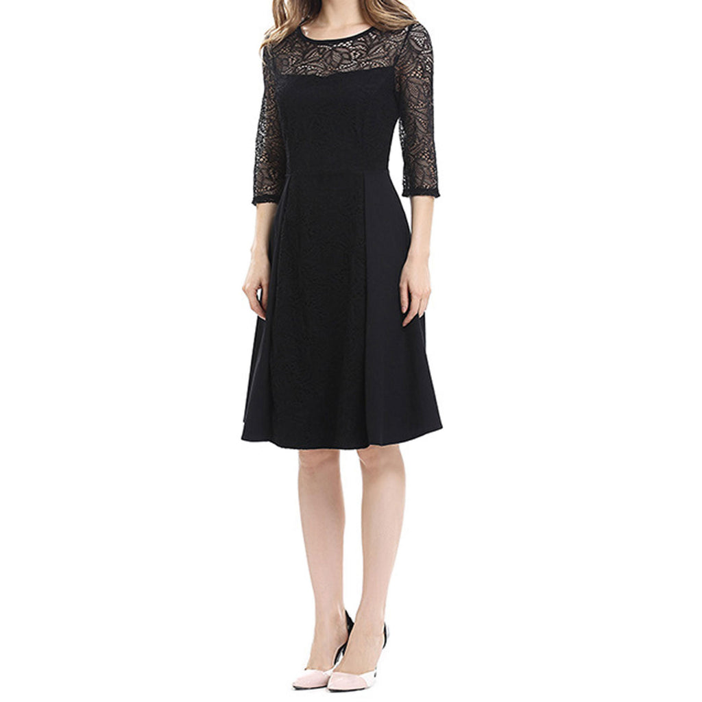 Women Lace Round Neck Party Dress
