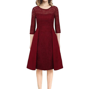 Women Lace Round Neck Party Dress