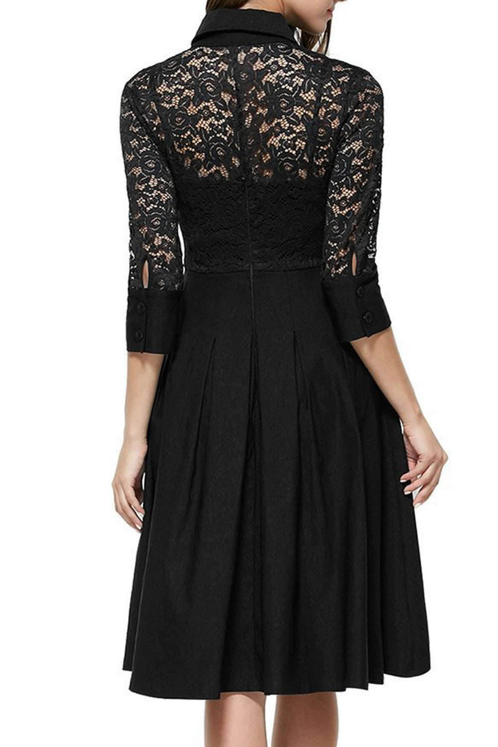 Women Collar Halter Skirt Style Slim Waist Lace Dress