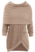 Women Hat Neck Thick Mid Length Slim Fit Long Sleeve Solid Colored Winter Amazing Cardigan