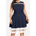 Women halter Fashionable Solid Colored Knee Length Sleeveless Styled Round Neck Party Dress