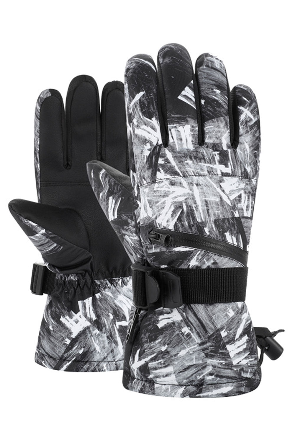 Women Windproof Waterproof Graffiti Printed Warm Ski Gloves