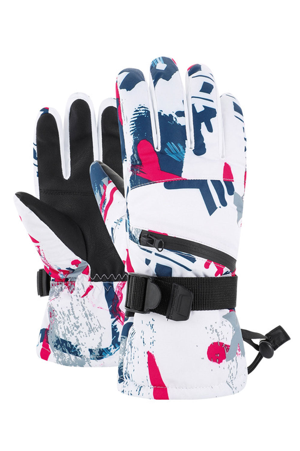 Women Windproof Waterproof Graffiti Printed Warm Ski Gloves