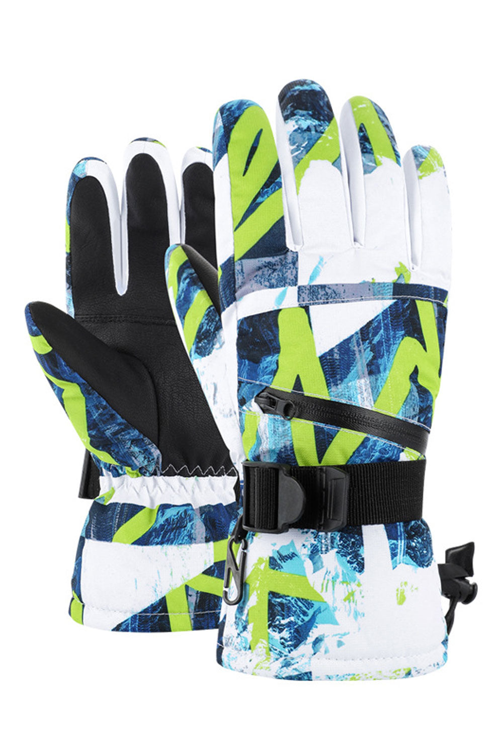 Women Windproof Waterproof Graffiti Printed Warm Ski Gloves