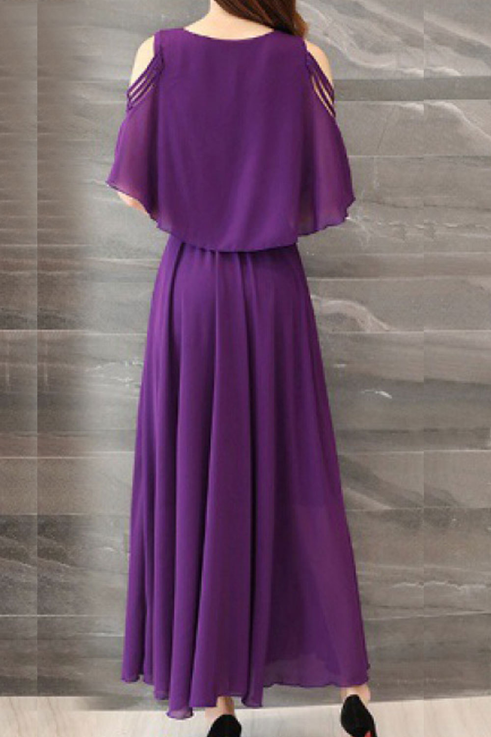 Women V-Neck Shawl Style Pleated Dress
