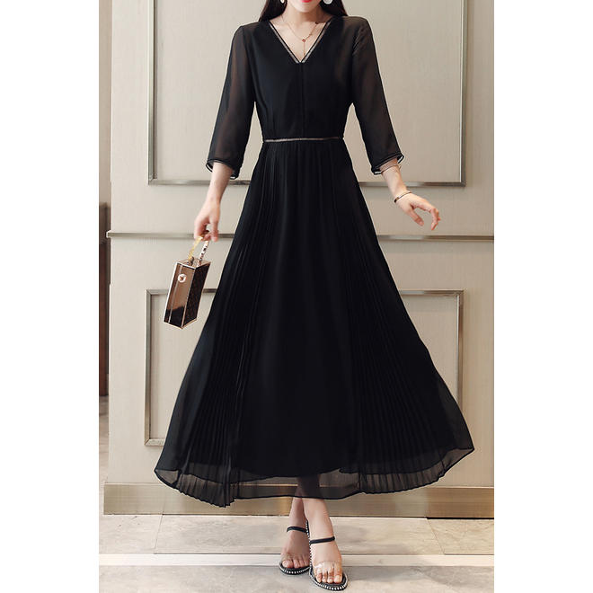 Women V-Neck Long Swing Bottom Party Dress