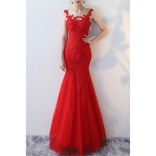 Women Sleeveless Slim Mermaid Wedding Dress
