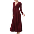 Women V-neck Wrap Bust Long Swing Dress