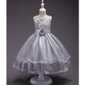 Kids Girls Flower Waist Ruffled Embroidered Dress