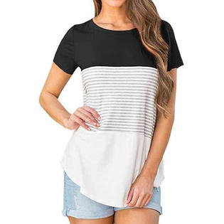 Women Striped Short Sleeved Striped Top