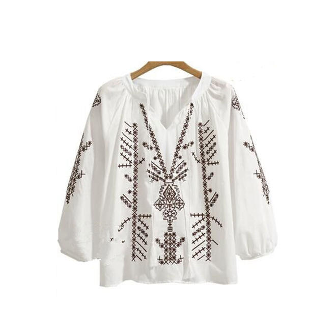 Women Beautiful Embroidered Stand Collar Top