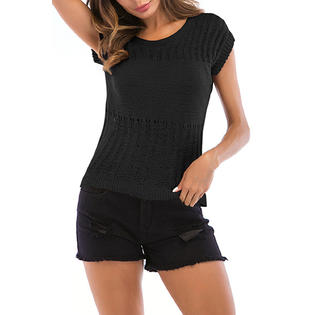 Women Knitted Lantern Long Sleeve Round Neck Sophisticated Solid Colored Pullover Warm Casual Sweater