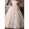Kids Girls Sleeveless Flower Lace Wedding Dress