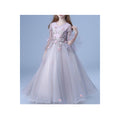Kid Girl Stylish Flower Bell Sleeve Wedding Dress