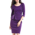 Flouncing Hem Peplum Dress Purple