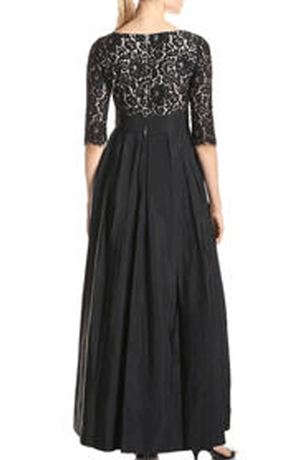 Women Plus Size Lace Stitching Long Party Maxi Dress Black