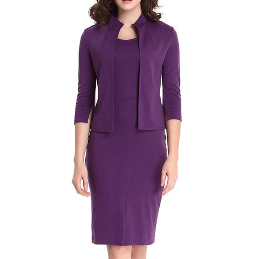 Women Two Piece Winter Warm Bodycon Dress With Jacket