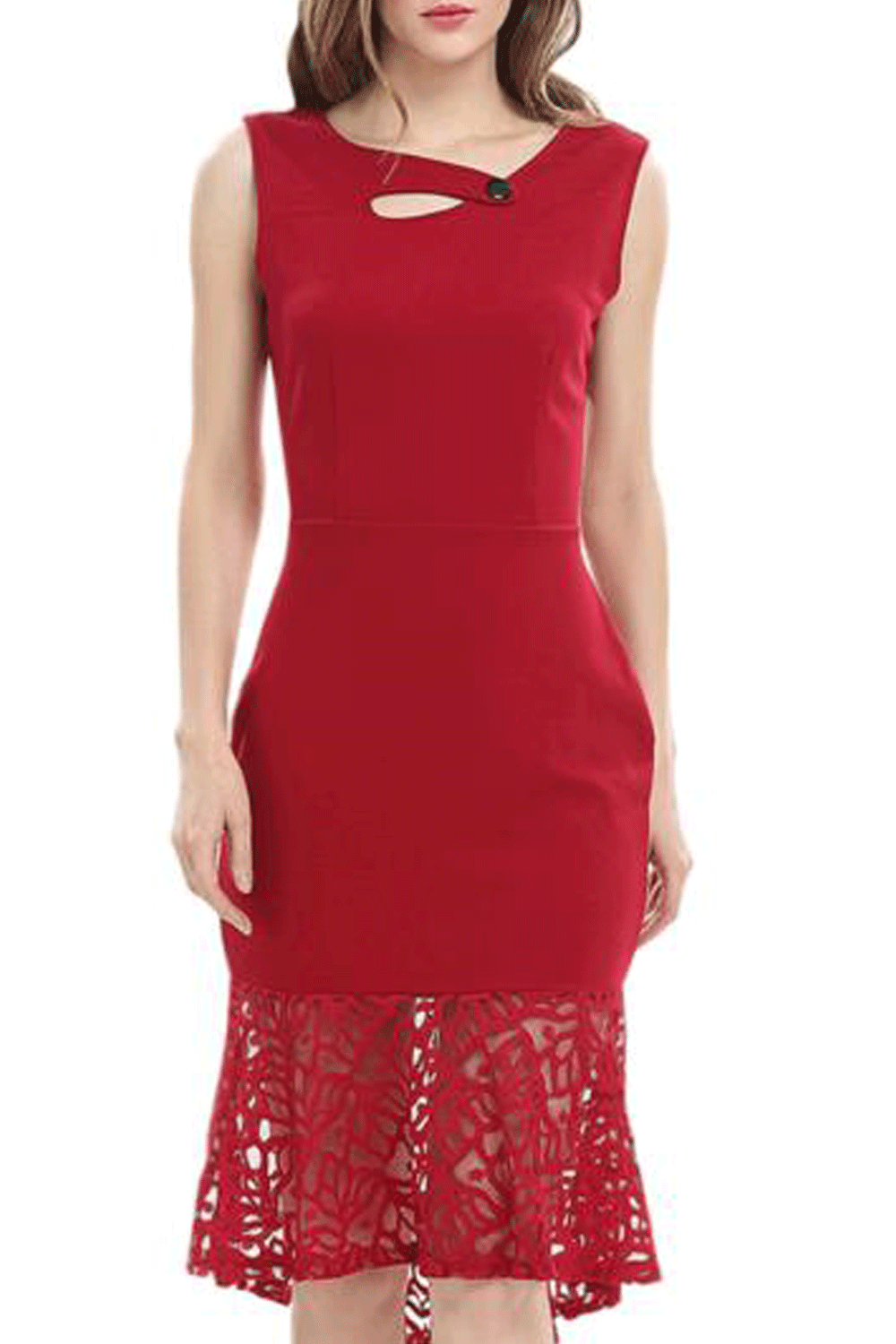 Women Mermaid Style Sleeveless Bodycon Dress Red