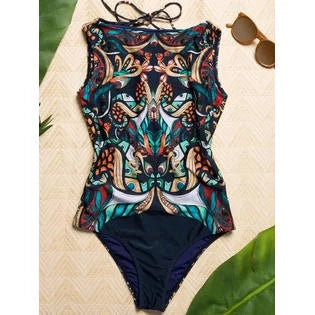 Women Comfort Printed Pattern One Piece Swimwear