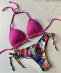 Women Soft Cup Adjustable Straped Neck Beautiful Printed Pattern Two-Piece Summer Beach Swimwear