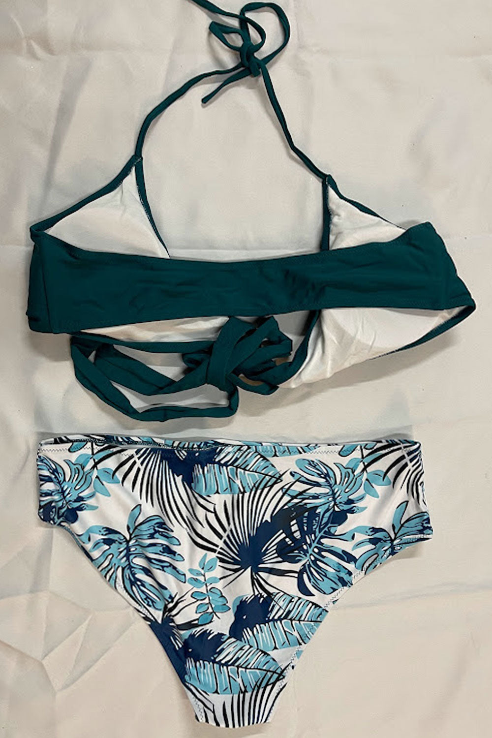 Women Printed Pattern Penty Solid Pattern Top Strap Neck Sleeveless Awesome Beach Swimwear