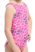 Kids Girls Printed Round Neck Bathing Suit One Piece Swimwear