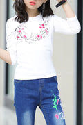 Kid Girl Beautiful Floral Printed Round Neck Long Sleeve Kind T-shirt