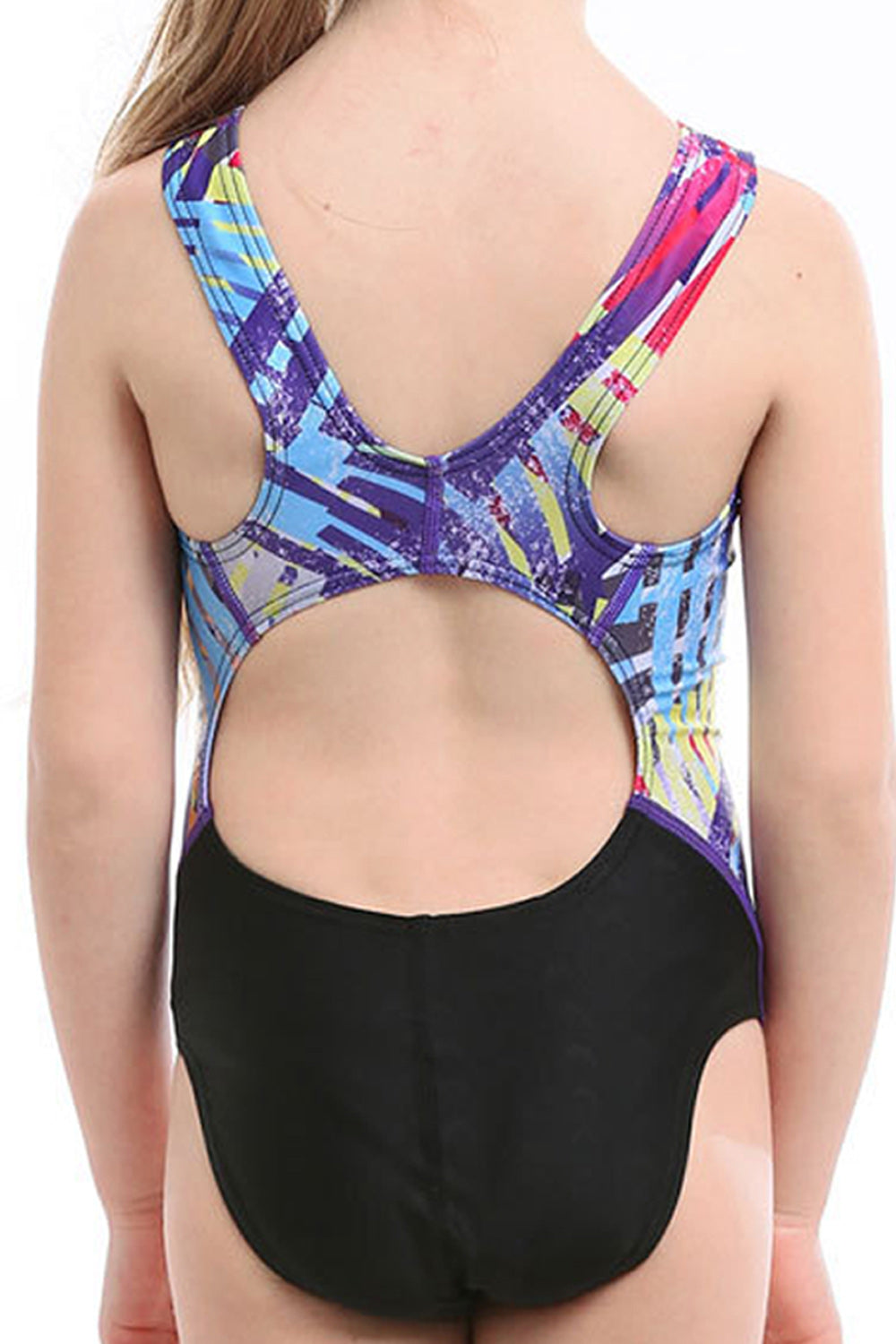 Kids Girls Printed Round Neck Soft Touch One Piece Swimwear