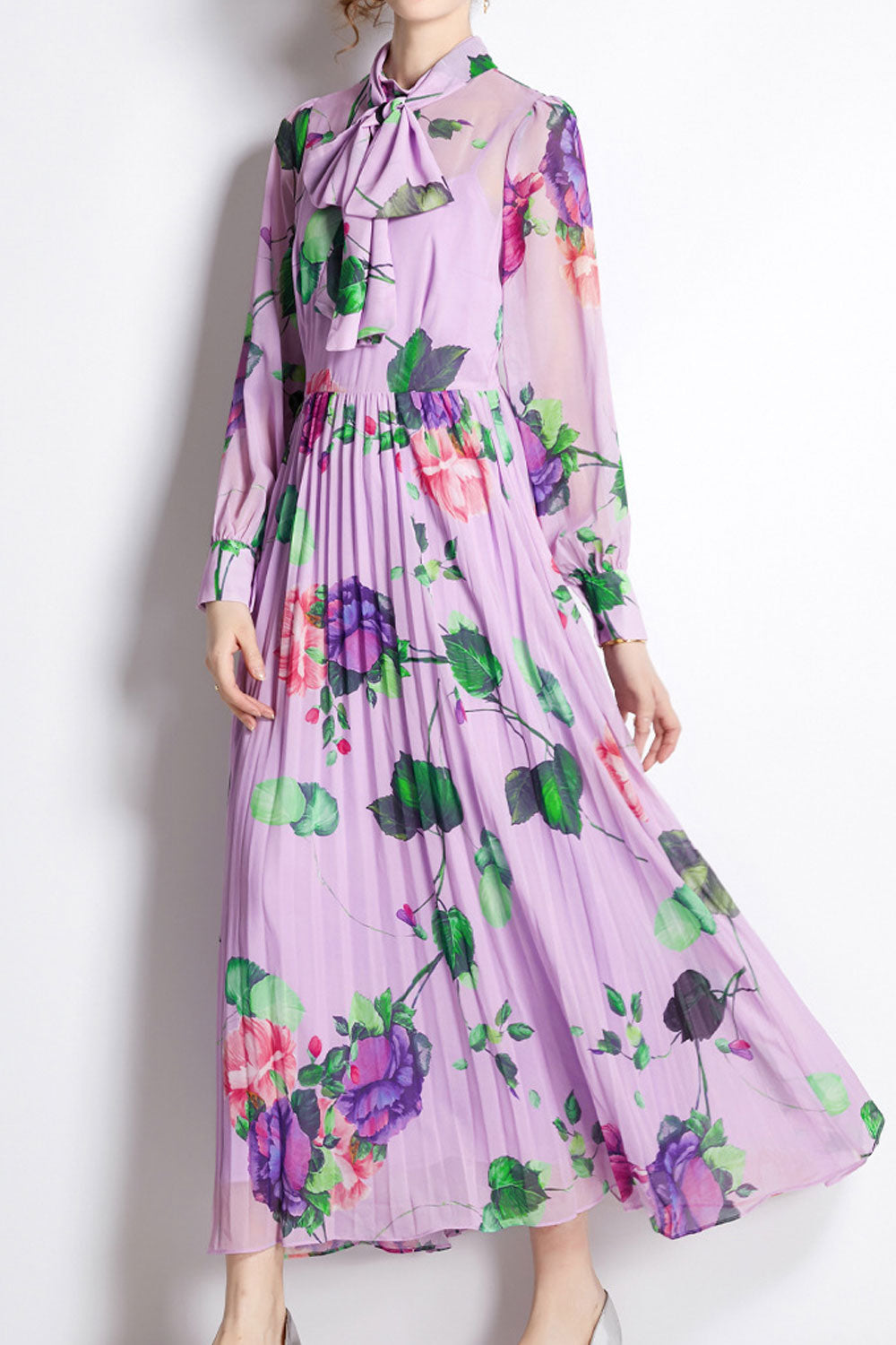 Women's Fashion Rose Print High Waist Fairy Dress