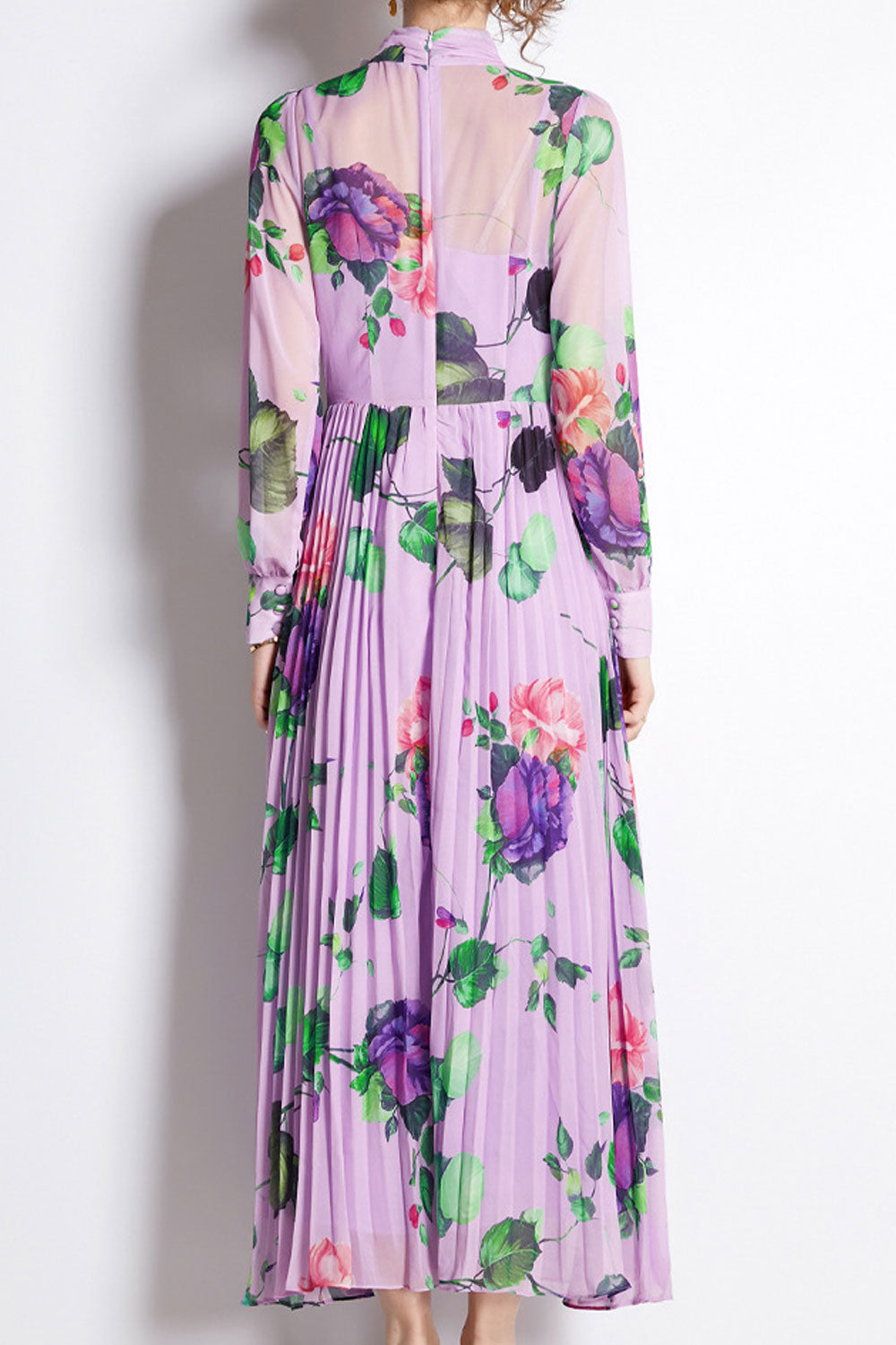 Women's Fashion Rose Print High Waist Fairy Dress