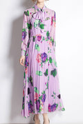 Women's Fashion Rose Print High Waist Fairy Dress