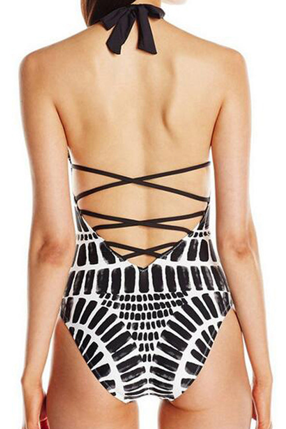 Women Trendy Printed Pattern Easy Halter Neck Thin & Breathable One-Piece Beach Swimwear