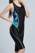 Water-repellent quick-drying women's knee-length swimsuit sports professional women's one-piece swimsuit with chest pad