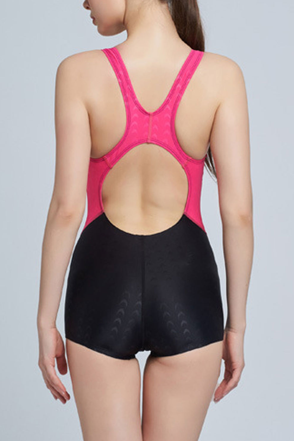 New waterproof and quick-drying imitation shark skin flat-angle sports professional women's one-piece swimsuit with removable ch