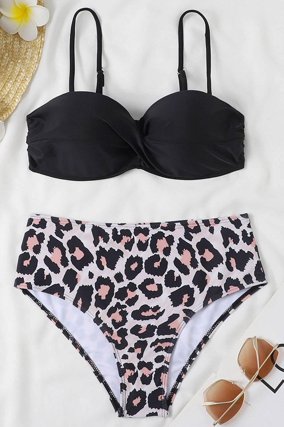 New Bikini Swimsuit Women's Split High Waist Printed Swimsuit.