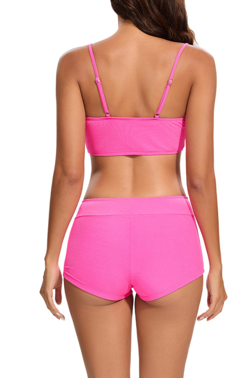 New split swimsuit solid color sexy backless women's swimsuit two-piece bikini