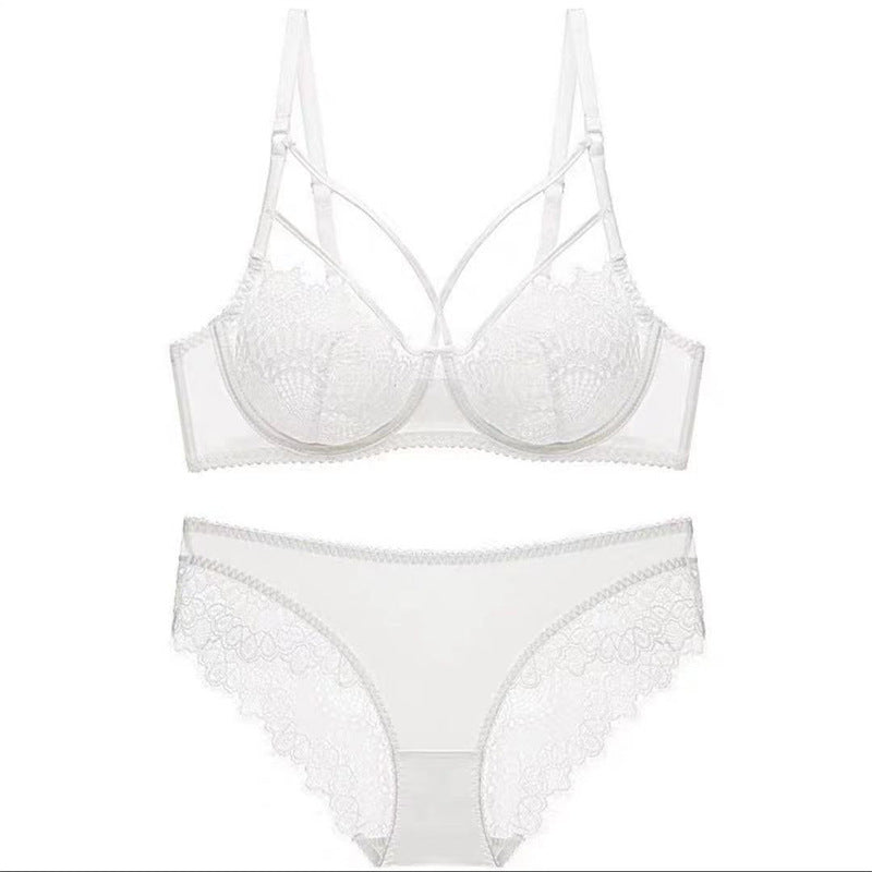 Women lace large size bra set ultra-thin beautiful breasts beautiful back thin strap big breast women's underwear bra