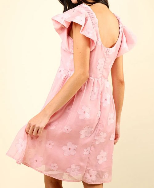 Women's VERY J Flower Embroidered Organza Mini Dress